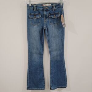 Levis Girls Regular Rise Flare Leg Size 10 Retro Y2K Blue Jeans